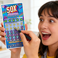 Biglietto Gratta e Vinci Personalizzato 50X, Biglietto Promozionale a Tema, Carta da Gioco Personalizzata con Premi, Strato Grattabile