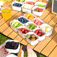 Boîte de rangement en plastique transparent à 9 compartiments avec poignée de couvercle pour assaisonnement Spice Snack Fruit Tray Storage ou Display Food Use