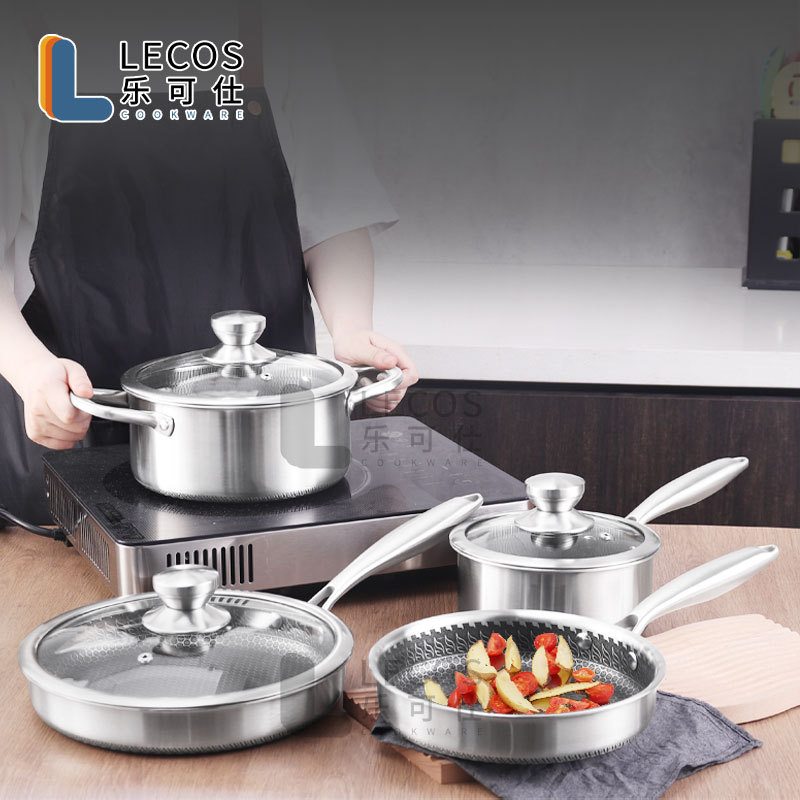Factory High Quality Kitchen Induction Cooking Pot Non-stick Honneycomb Germany 7-Piece Stainless Steel Non Stick Cookware Set · image 6
