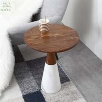 Meubles de salon modernes et luxueux Table d'appoint d'angle avec dessus en bois Petite table basse en marbre pour la maison