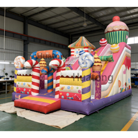 Château gonflable Huatong avec toboggan, aire de jeux gonflable combinée, château de saut rose bonbon pour enfants
