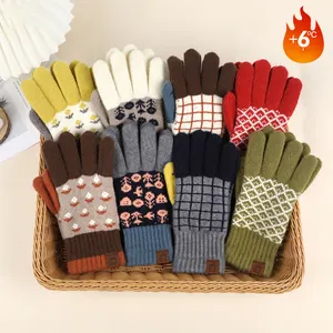 TS 2024 hiver gants magiques écran tactile femmes forme de coeur hommes chaud Stretch tricoté laine mitaines acrylique gants