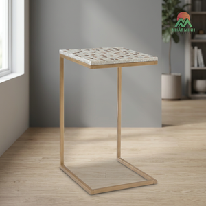 Mesa de Centro Moderna con Tapa de Mármol y Estructura de Metal Dorado, Mueble Decorativo para Sala de Estar Contemporánea - Product Image 3