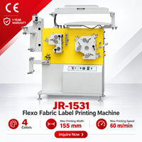 Machine d'impression flexographique à grande vitesse JR-1531 4 couleurs pour étiquettes textiles, vitesse maximale 60 m/min, production d'impression d'étiquettes en ruban textile