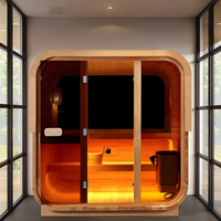 Sauna de madera maciza de hemlock de gran tamaño para patio exterior Sunrans, con ducha de vapor seco y húmedo, 2m, SPA tradicional, hecho en China