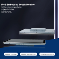 Monitor Sentuh Industri OEM SUS304 21,5 Inci PCAP IP66 Panel Mount HMI Layar Otomasi Pabrik