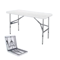 Table Pliante Rectangulaire en Plastique HDPE Blanc de 1,20 m, Robuste, Pliable en Deux, pour Jardin, Pique-nique, Fête, Banquet - Vente en Gros