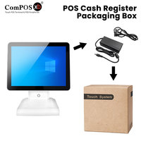 Système de caisse enregistreuse intelligent ComPOSxb POS1619 blanc à double écran WiFi avec fonctions tout-en-un et garantie d'un an