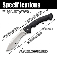Navaja Plegable Kukri con Hoja de Acero 440C, Mango de ABS, Clip de Bolsillo, Bloqueo de Seguridad, Resistente, OEM