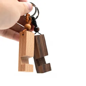 Mini chaveiros de madeira, artesanato, multifunções, portátil, de presente, acessórios para celular