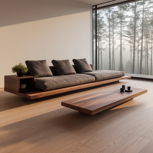 Nouveau canapé multifonction en bois massif de noyer noir d'Amérique du Nord de style Zen haut de gamme à trois places pour bureau, hôtel, maison d'hôtes, villa - Product Image 6