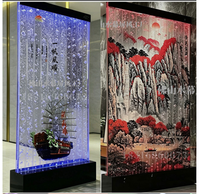 Décoration de luxe pour l'intérieur de la maison, design moderne d'appartement, élégante fontaine murale à bulles d'eau en acrylique avec écran LED