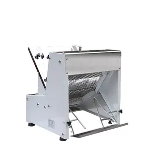 Mesin pembuat roti panggang komersial Per 12mm 31 39 pengiris roti listrik, alat pengiris roti anjing panas, mesin pengiris roti