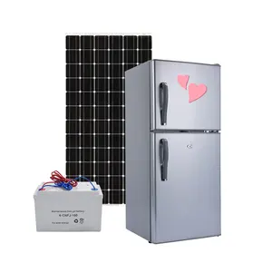 Fabricação de refrigeradores solares 98L, refrigeradores verticais de porta dupla, movidos a energia solar, refrigeradores solares dc 12V, economia de energia