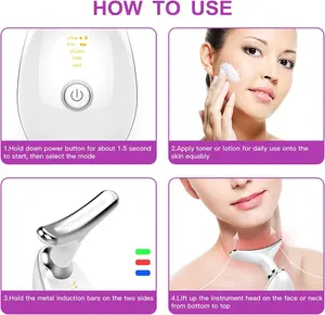 KKS Multifunction Electric Ems Facial Lift Neck Lift Beauty Device 3 Colors Led Photon Therapy Face And Neck Lifting Massage
