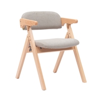 Chaise pliante en bois rembourrée douce avec siège et dossier rembourrés confortables Cadre et accoudoirs en bois naturel pour bureau à domicile