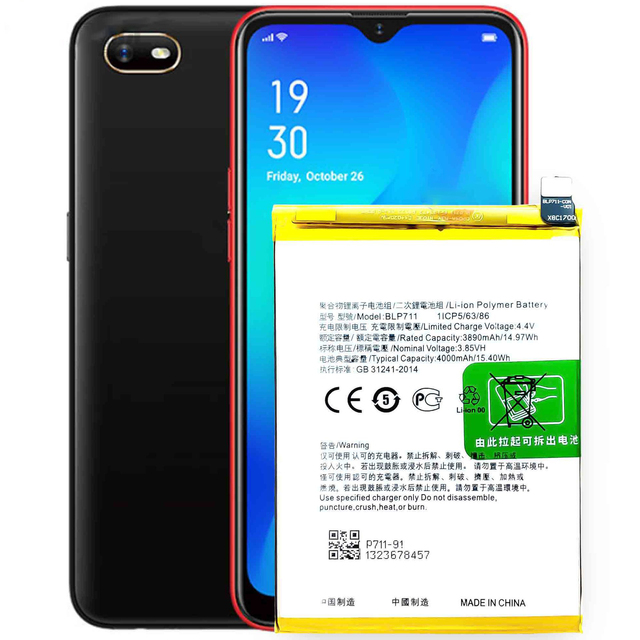 Rechargeable Li-polymer Battery 4000mAh BLP711 Cell Phone Battery for OPPO A1K Battery