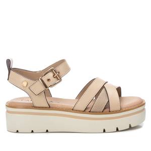 Sandalias de Tacón para Mujer Carmela, Color Beige, Plataforma, con Tiras y Hebilla en el Tobillo - Product Image 1