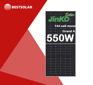 Jinko 550W แผงเซลล์แสงอาทิตย์ Monocrystalline กระจกสีดําฝาครอบด้านหน้าพลังงานสูงสุด 560W พลังงานแสงอาทิตย์บ้านสต็อกราคาต่ํามาก