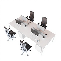 Ensemble de bureau commercial moderne et minimaliste pour 4 à 6 personnes, bureau informatique double en bois blanc, design en forme de barre, livraison gratuite