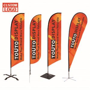 Bandera Publicitaria Exterior Resistente al Viento en Forma de Lágrima con Kit de Base y Mástil, Impresión de Logotipo a Doble Cara, Bandera de Pluma Personalizada para Playa - Product Image 1