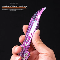 Fanstoon Nouveau Couteau Pliant d'Entraînement en Acier Inoxydable Papillon Coloré CSGO Sans Lame pour Camping DIY OEM Vente en Gros Garantie 3 Ans