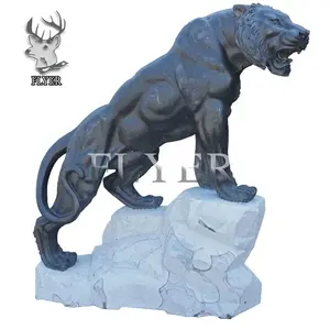Estatua de Animal de piedra de jardín, estatua grande de tigre de mármol de tamaño real para decoración al aire libre, venta al por mayor