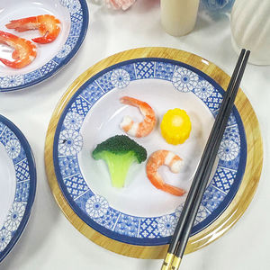 Vente en gros de <span class=keywords><strong>vaisselle</strong></span> personnalisée bon marché pour restaurant et hôtel Assiettes à soupe en mélamine de 8 pouces à imprimé floral bleu - Product Image 5