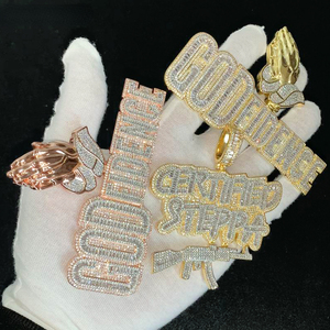 Bán buôn Có sẵn Mặt dây chuyền Hip Hop mạ vàng 18K đính đá Cubic Zirconia lấp lánh dành cho nam, bé trai, gia đình OG CEO FR BABY ABP FAMILY <span class=keywords><strong>NRA</strong></span> - Product Image 3