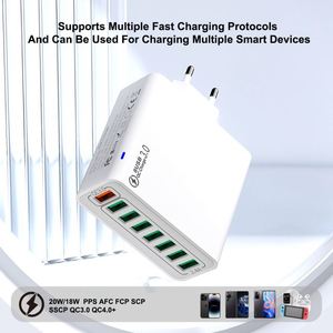 แท่นชาร์จเร็ว 65W 8 พอร์ต รองรับ QC5.0 และ QC3.0 สำหรับโทรศัพท์และแท็บเล็ต - Product Image 6