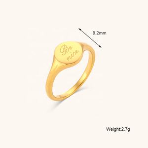 Bague ovale en forme de cœur personnalisable Dingran, acier inoxydable 361l plaqué or, bagues à lettres, bijoux pour femmes - Product Image 3