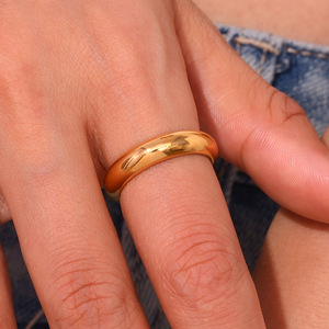 2026 Minimalist High Mirror Stainless Steel Plain <b>Ring</b> Cold Wind Versatile <b>Couple</b> Stacking Non Fading Basic Finger <b>Ring</b> - Product Image 4