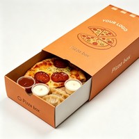 Boîte à pizza coréenne biodégradable en gros, personnalisée, imprimée, avec tiroir coulissant, rectangulaire, encre de soja, pour pizza