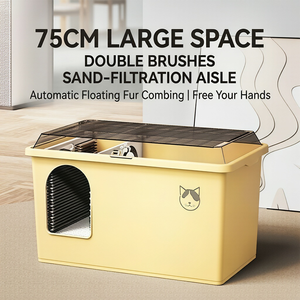 Bac à litière pour chat entièrement fermé XXL, design <span class=keywords><strong>anti</strong></span>-odeur et <span class=keywords><strong>anti</strong></span>-éclaboussures, avec brosse de toilettage pour poils lâches, <span class=keywords><strong>anti</strong></span>-trace - Product Image 5