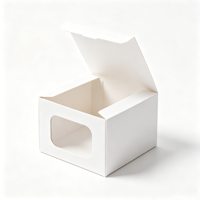 Boîte cadeau blanche personnalisée avec fenêtre en PVC, boîte pliante carrée pour bougie, savon, tasse, cosmétiques, mariage, écologique et recyclable