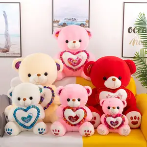 Nhà Máy Bán buôn tình yêu trái tim Valentine của ngày LED ánh sáng gấu bông đồ chơi sang trọng
