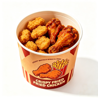 Seau à poulet frit écologique, compostable, biodégradable, sans plastique, jetable, vente en gros, emballage pour poulet