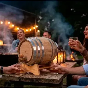 Barril de Madera Blanca de 3 Litros con Anillo Galvanizado para Almacenamiento de Cerveza y Licores - Product Image 5