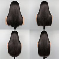 Peluca de Cabello Remy Vietnamita Nuocheng SDD, Liso Natural, con Frente de Encaje sin Pegamento, Color Negro, para Mujeres, 250% de Densidad, Largo Extendido