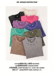 Men's Retro Batik Retro Short Sleeved <b>T</b>-Shirt 230g Cotton Washed Old <b>T</b>-Shirt Loose Shoulder O Neck - Product Image 3