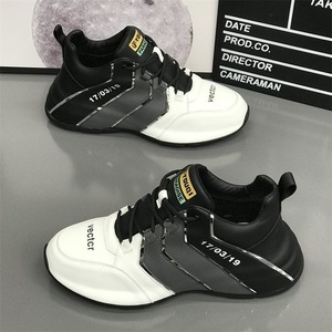 Chaussures décontractées tendance pour homme, nouvelle collection automne, en PU et maille, respirantes, légères, confortables, à semelle épaisse, style papa, avec lacets avant - Product Image 1