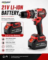 Vente directe d'usine, perceuse sans fil à couple élevé 70NM, perceuse à vitesse variable, perceuse sans fil portable avec 2 batteries de 2,6 Ah