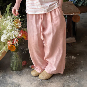 Pantaloni Estivi per Bambina Orange Music in Cotone Drappeggiato, Gamba Dritta, Lunghi, Morbidi, Anti-zanzare - Product Image 1