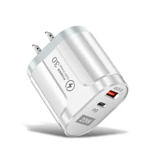 New QC3.0+PD high-power fast charging PD20W Quick charger QC3.0 charging head European  American  British standard