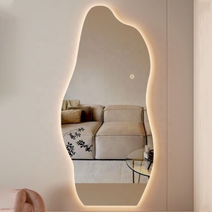 Miroir mural pleine longueur LED à intensité variable, 3 températures de couleur, forme nuage irrégulière, crème premium, pour salon et décoration intérieure - Product Image 1