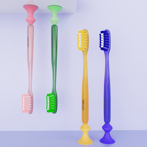 Brosse à dents Dadada à poils souples avec ventouse, manuelle, pour adultes, pour le voyage, emballage coloré - Product Image 3