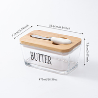 Beurrier carré en verre avec couvercle, élégant et transparent, pour comptoir, avec couteau et joint en silicone de haute qualité
