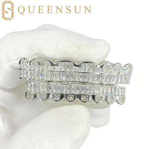 Queensun Nhà Máy Tùy Chỉnh Tốt grillz S925 Bạc Đá Kim Cương grillz 10K 14K 18K Rắn Vàng Vvs Moissanite Phòng Thí Nghiệm Kim Cương Đá Mô Hình - Product Image 3