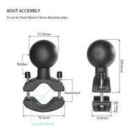 Support de fixation sur rail avec base à pince, adaptateur à rotule de 2,25 pouces, pour support de moteur, GPS, TV, tablette PC et guidon de VTT