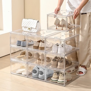 Caja de Zapatos Transparente de PET, para Zapatos de Baloncesto <span class=keywords><strong>AJ</strong></span>, Muñecas, Bloques de Construcción, Bolsas, Figuras, Caja de Almacenamiento Moderna Apilable - Product Image 4